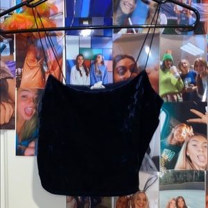 garage blue velvet crop top